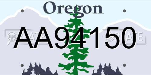 AA94150 Oregon License Plate