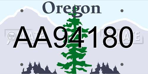 AA94180 Oregon License Plate
