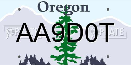 AA9D0T Oregon License Plate