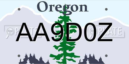 AA9D0Z Oregon License Plate
