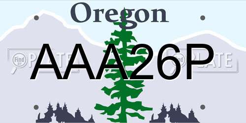 AAA26P Oregon License Plate
