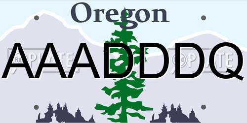 AAADDDQ Oregon License Plate