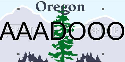 AAADOOO Oregon License Plate