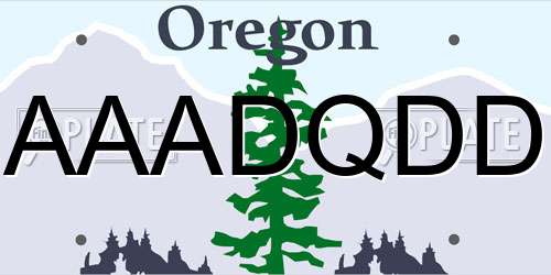 AAADQDD Oregon License Plate