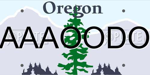 AAAOODO Oregon License Plate