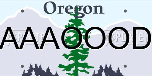 AAAOOOD Oregon License Plate