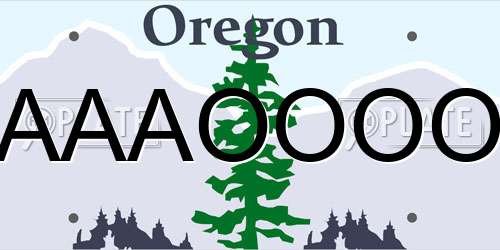 AAAOOOO Oregon License Plate