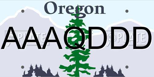 AAAQDDD Oregon License Plate