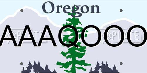 AAAQOOO Oregon License Plate