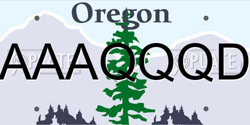 AAAQQQD Oregon License Plate