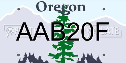 AAB20F Oregon License Plate