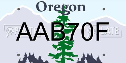 AAB70F Oregon License Plate