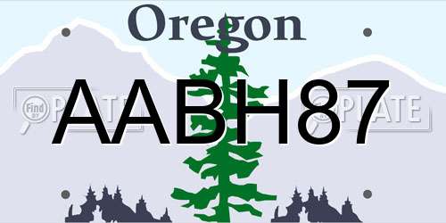 AABH87 Oregon License Plate