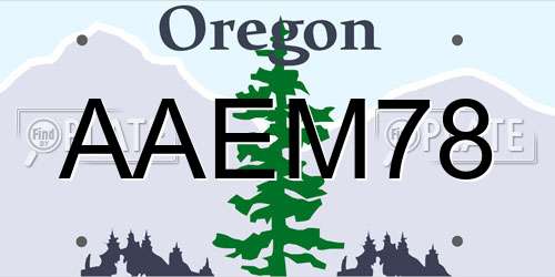 AAEM78 Oregon License Plate