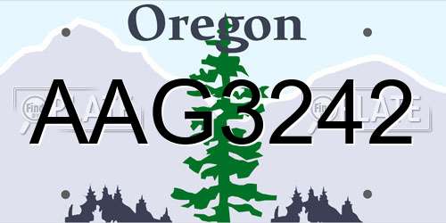 AAG3242 Oregon License Plate