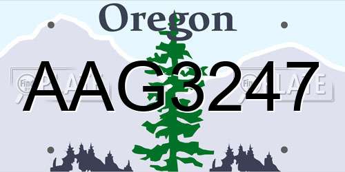 AAG3247 Oregon License Plate