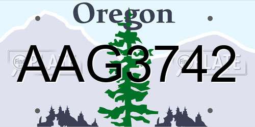 AAG3742 Oregon License Plate