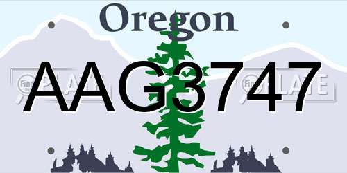 AAG3747 Oregon License Plate
