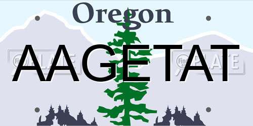 AAGETAT Oregon License Plate