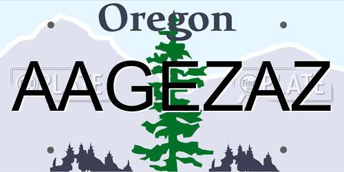 AAGEZAZ Oregon License Plate