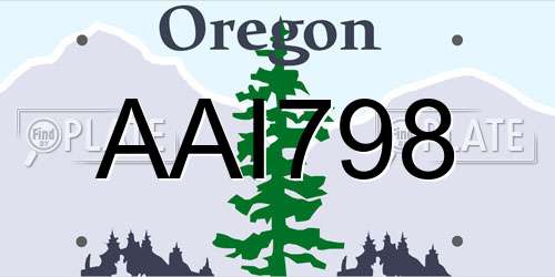 AAI798 Oregon License Plate
