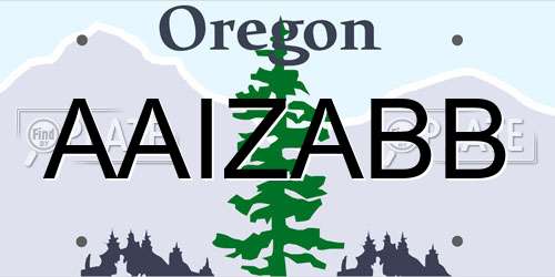 AAIZABB Oregon License Plate