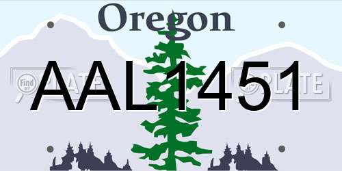 AAL1451 Oregon License Plate