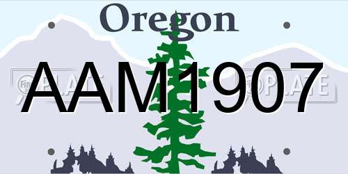 AAM1907 Oregon License Plate