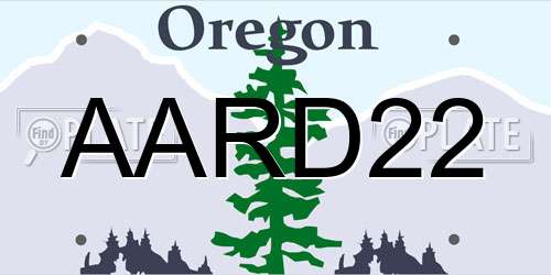 AARD22 Oregon License Plate