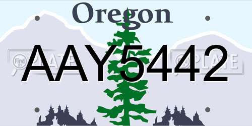 AAY5442 Oregon License Plate