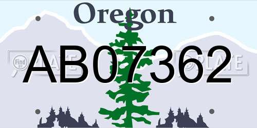 AB07362 Oregon License Plate