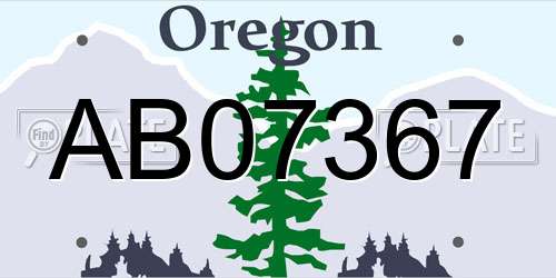 AB07367 Oregon License Plate