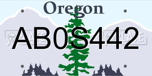 AB0S442 Oregon License Plate