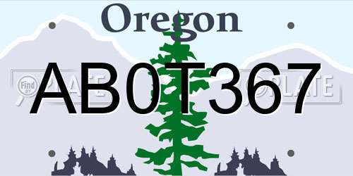 AB0T367 Oregon License Plate
