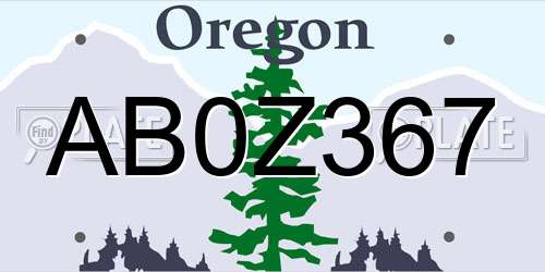 AB0Z367 Oregon License Plate
