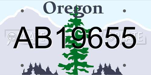 AB19655 Oregon License Plate