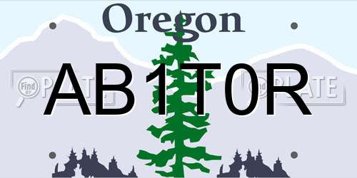 AB1T0R Oregon License Plate