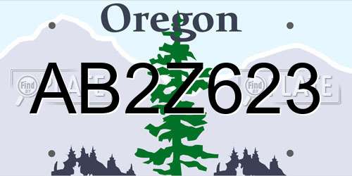 AB2Z623 Oregon License Plate