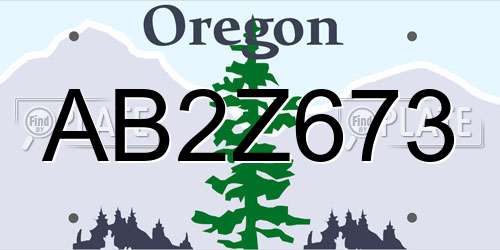 AB2Z673 Oregon License Plate