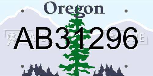 AB31296 Oregon License Plate