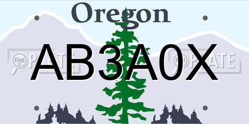 AB3A0X Oregon License Plate