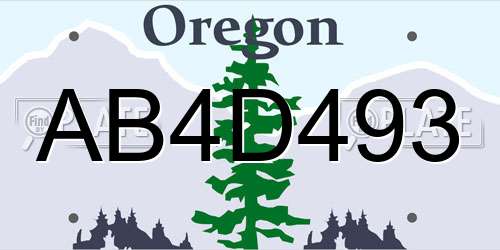 AB4D493 Oregon License Plate