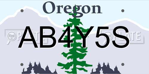 AB4Y5S Oregon License Plate