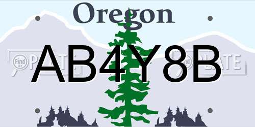 AB4Y8B Oregon License Plate