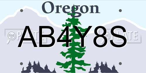 AB4Y8S Oregon License Plate