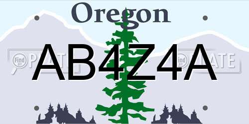 AB4Z4A Oregon License Plate
