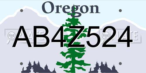 AB4Z524 Oregon License Plate