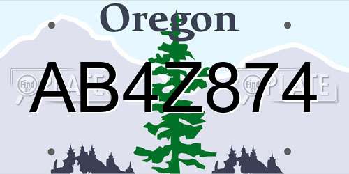 AB4Z874 Oregon License Plate
