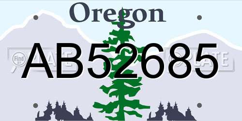 AB52685 Oregon License Plate