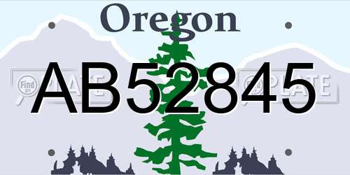 AB52845 Oregon License Plate